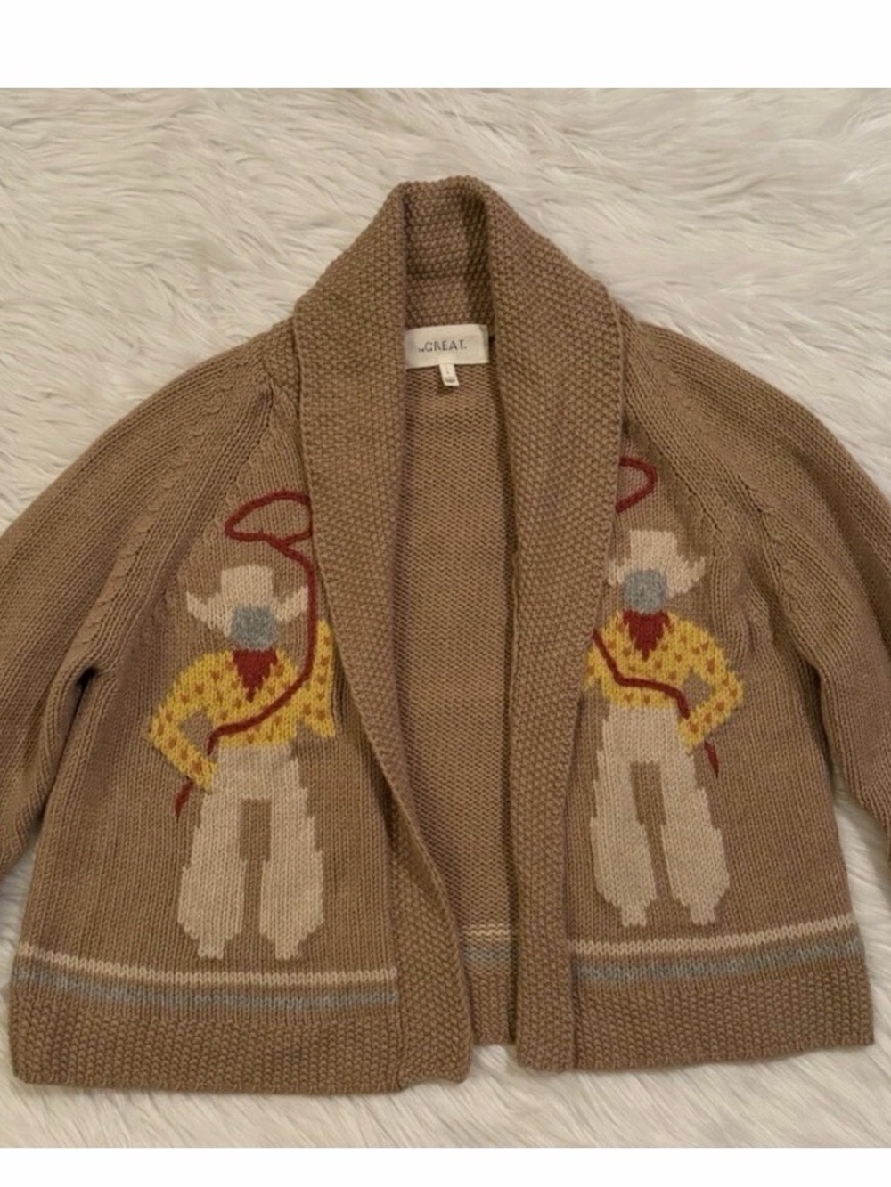 The Great. The Cowboy Lodge Cardigan. Alpaca Tobacco Brown. Size 0